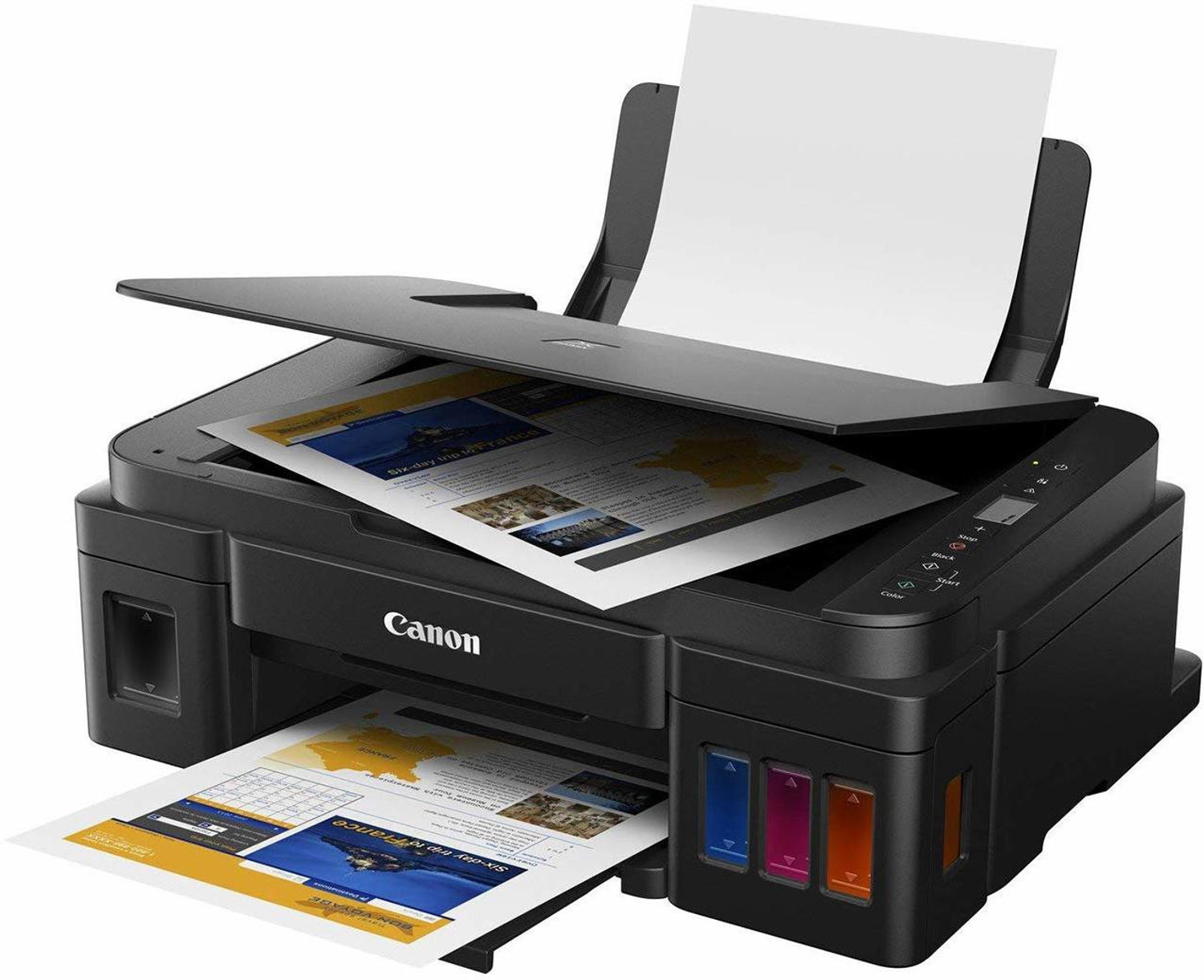 Image of Canon PIXMA MegaTank /Ink Efficient G2012 Multi-function Color Ink Tank Printer (Color Page Cost: 0.32 Rs. | Black Page Cost: 0.09 Rs.) with 2 additional Black