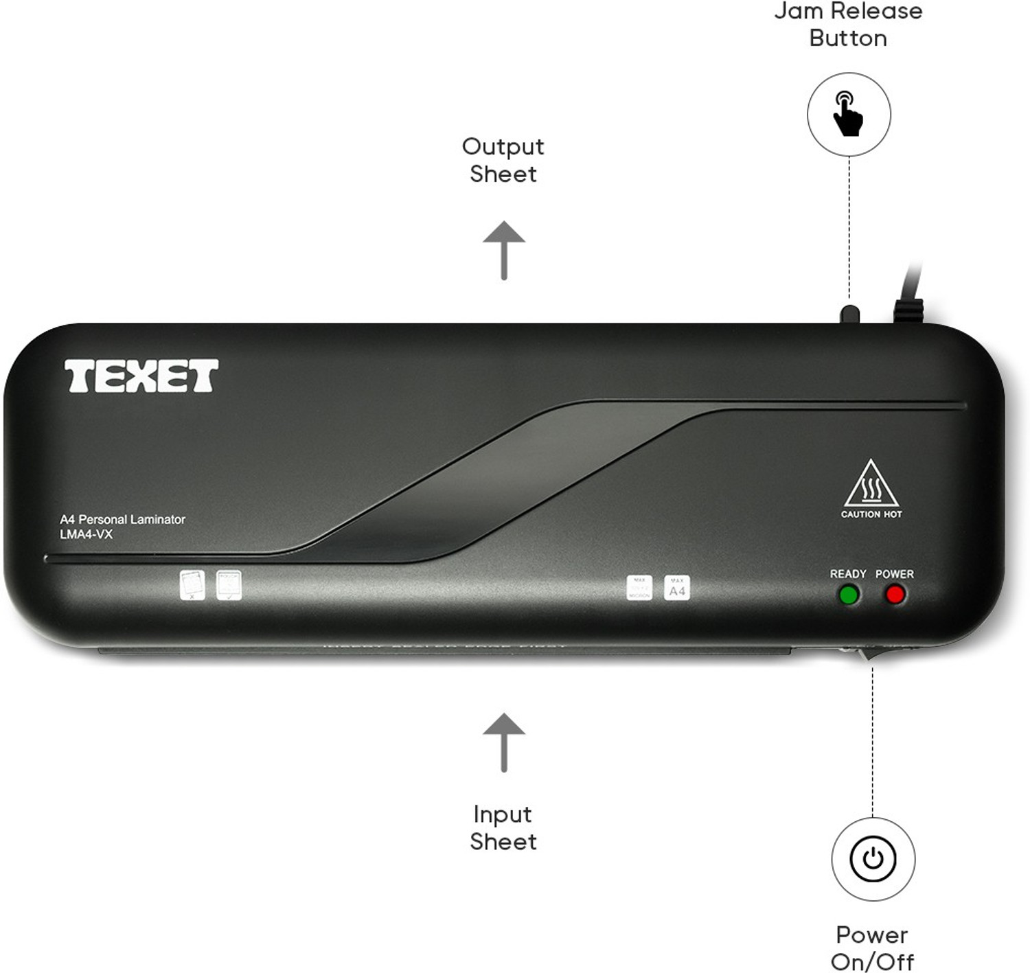 Image of Texet LMA4-VX A4 Portable & Compact Hot Laminator /Laminating Machine With Jam Release Button - Fully Automatic 9 inch Lamination Machine