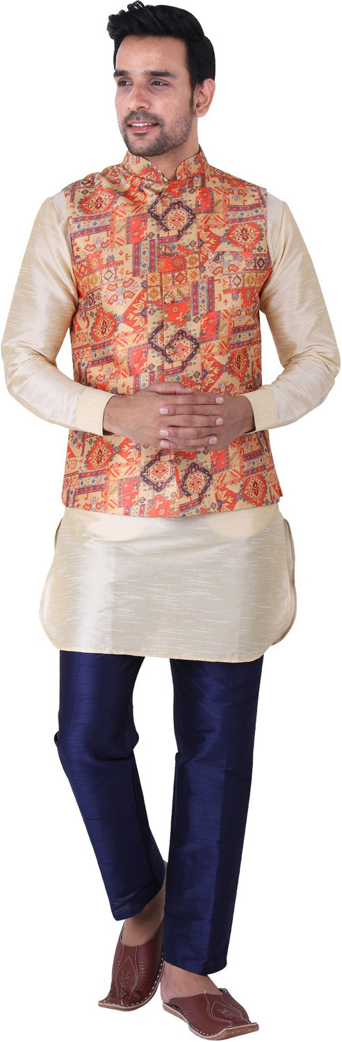 Image of HUZUR Men Kurta Pyjama Ethnic Jacket Set