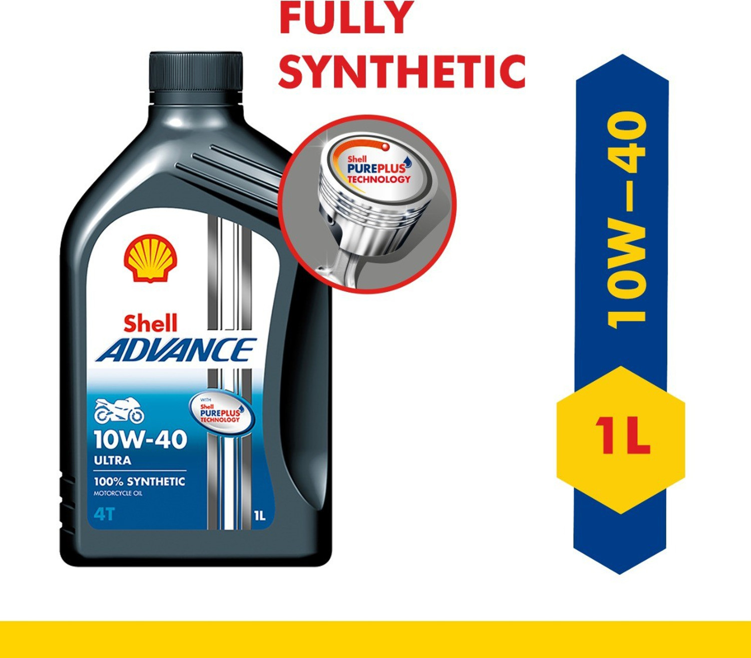 Image of Shell Advance 4t Ax7 10W-40 API SN Full-Synthetic Engine Oil