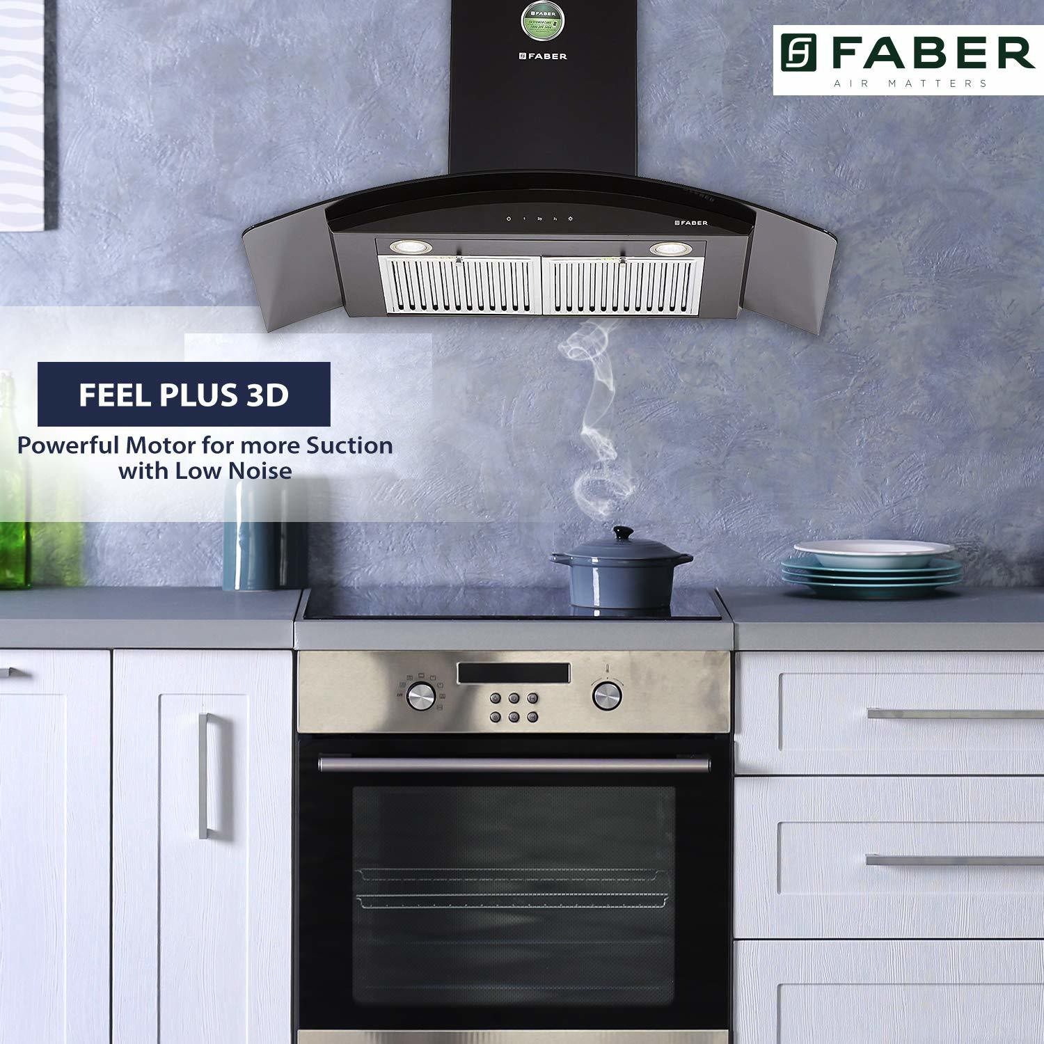 Image of FABER Feel Plus 3D T2S2 BK TC LTW 90 Wall Mounted Black 1095 CMH Chimney