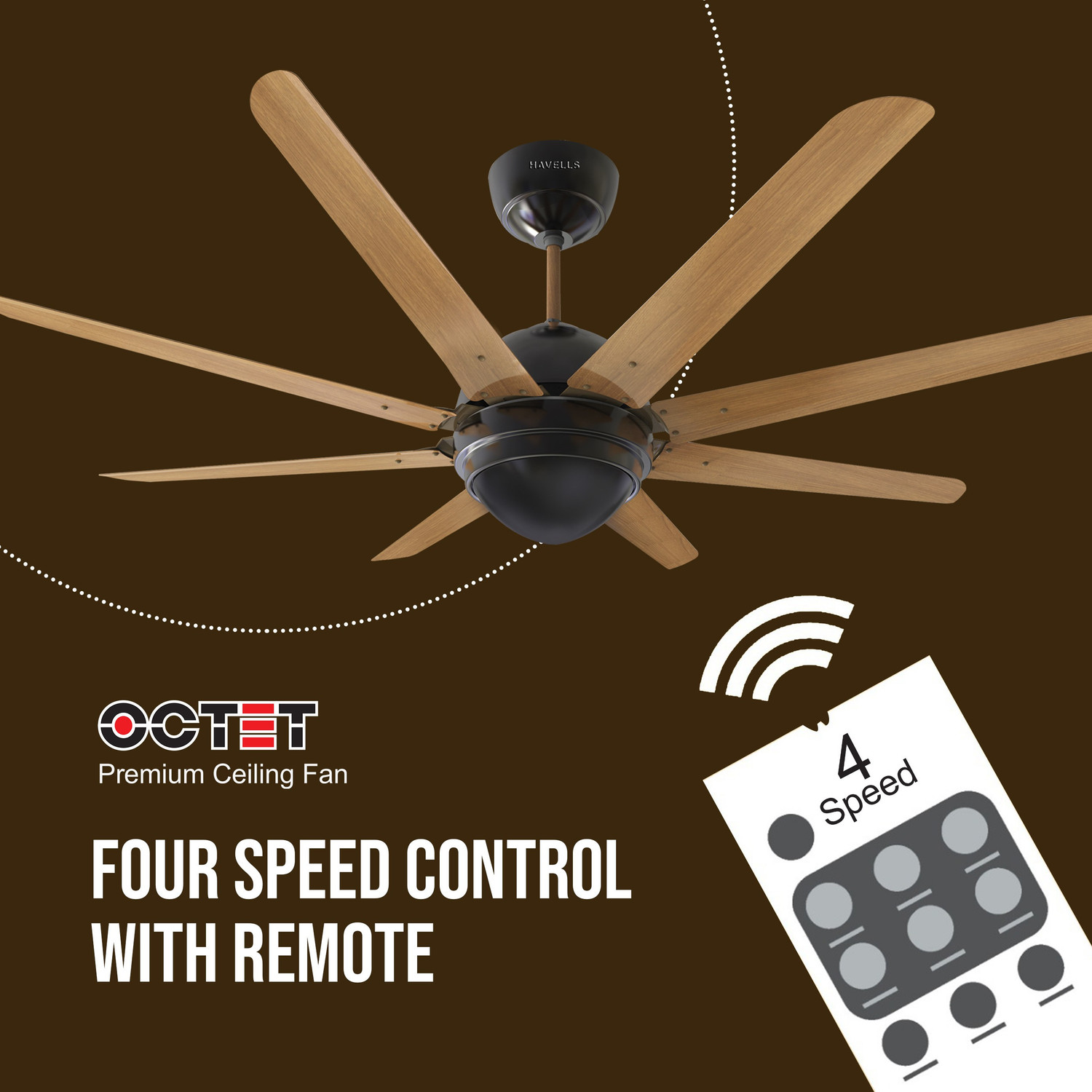 Image of HAVELLS Octet with 2 Year Warranty Silent Operation 1320 mm Ceiling Fan