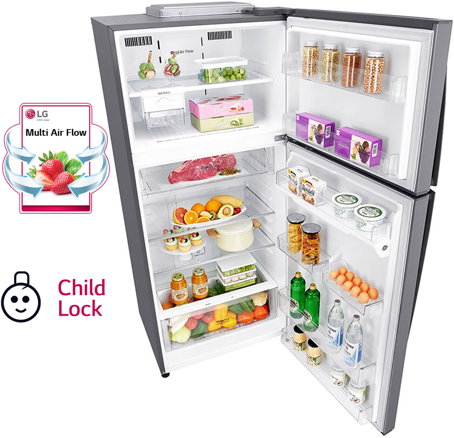 Image of LG 516 L Frost Free Double Door 3 Star Refrigerator with with Hygiene Fresh+ and Smart ThinQ(WiFi Enabled)