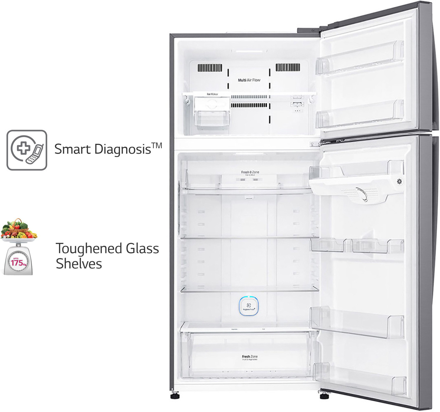 Image of LG 516 L Frost Free Double Door 3 Star Refrigerator with with Hygiene Fresh+ and Smart ThinQ(WiFi Enabled)