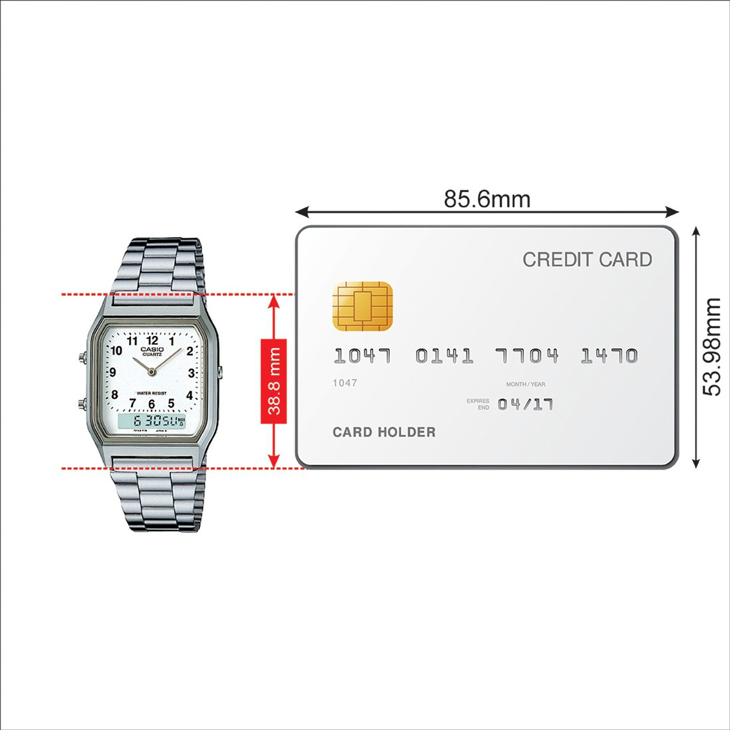 Image of CASIO AQ-230A-7BMQ Vintage AQ-230A-7BHDF White Dial Silver Stainless Steel Band Analog-Digital Watch - For Men & Women