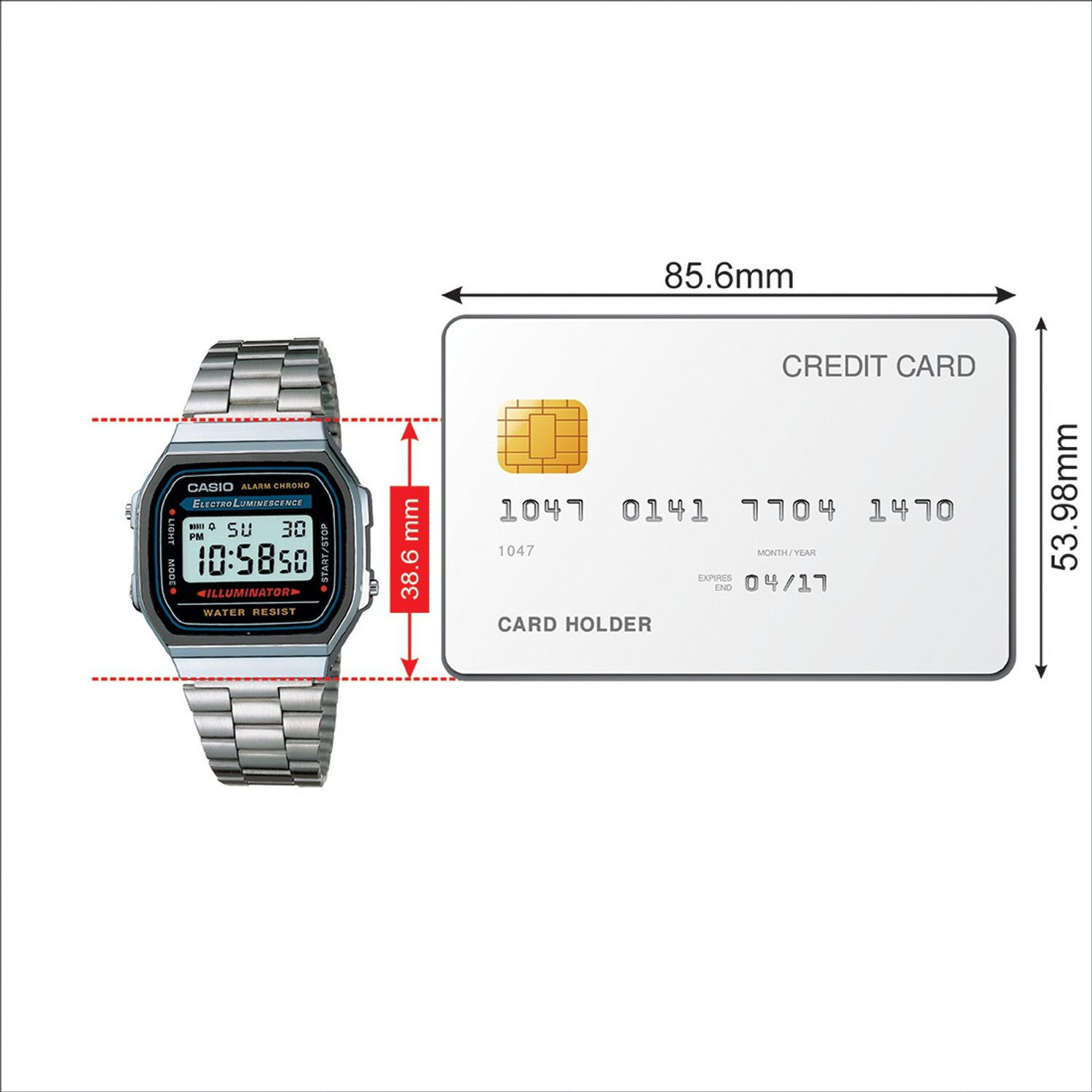 Image of CASIO Vintage A168WA-1WDF Black Dial Silver Stainless Steel Band Digital Watch - For Men & Women