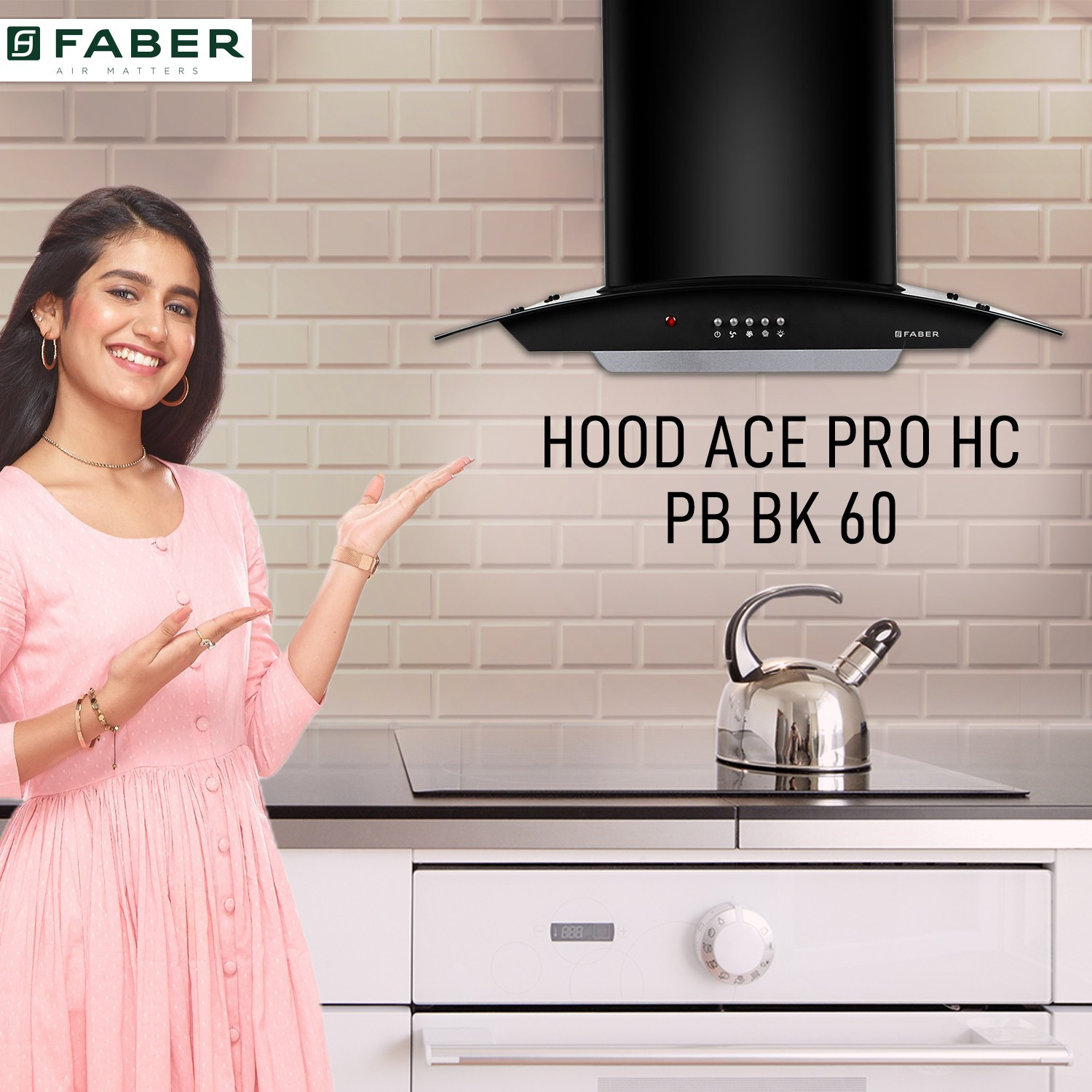 Image of FABER Hood Ace Pro HC PB BK 60 Auto Clean Wall Mounted Black 1100 CMH Chimney