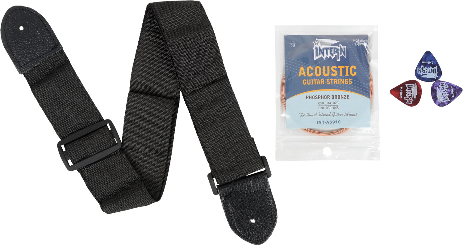 Image of intern INT-38C-BK Acoustic Guitar Linden Wood Rosewood Right Hand Orientation