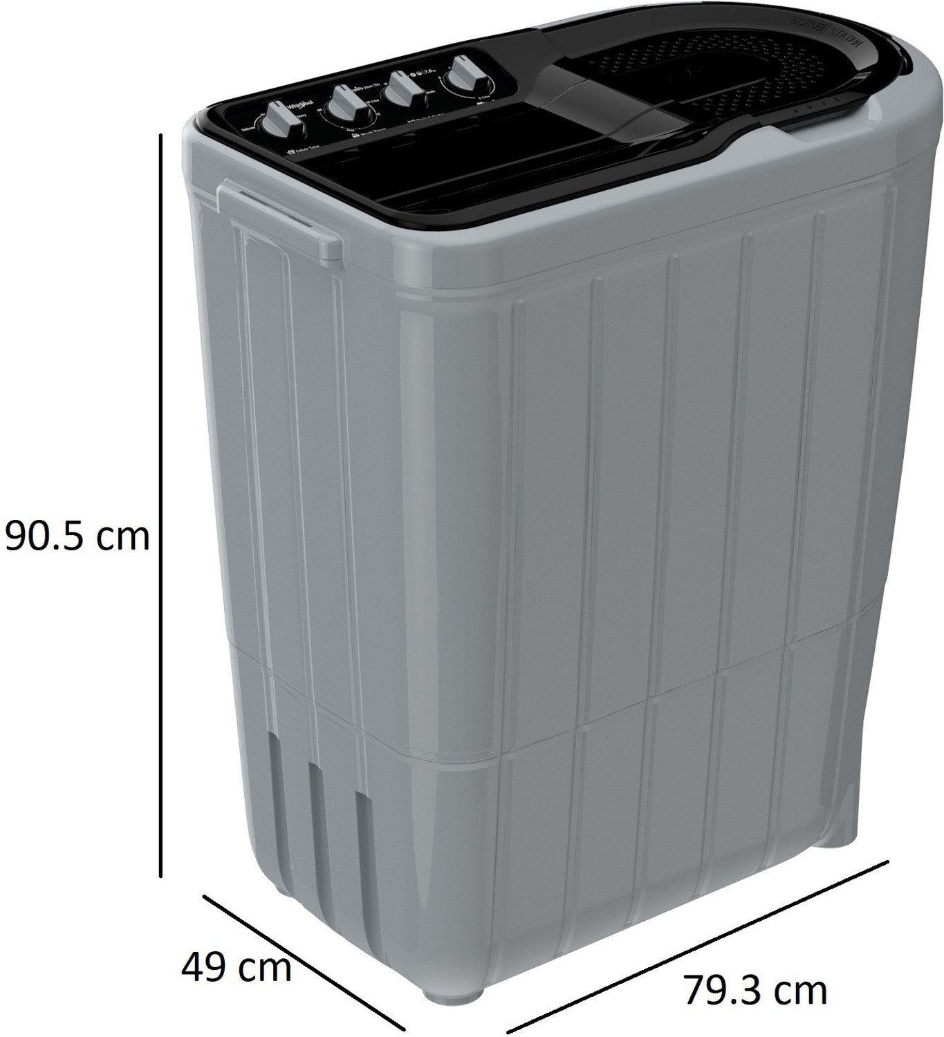 Image of Whirlpool 7 kg 5 Star Semi Automatic Top Load Washing Machine Black, Grey