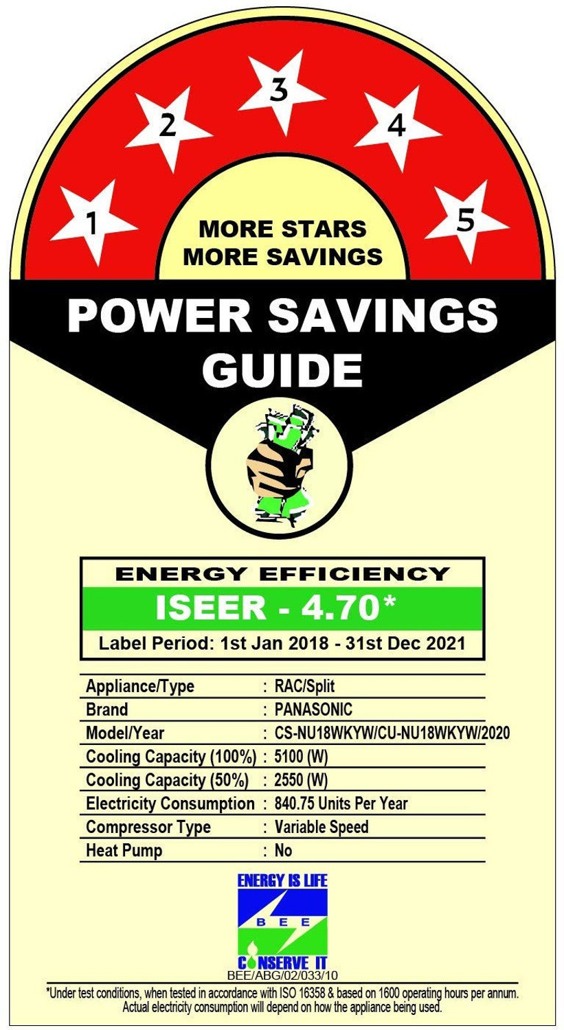 Image of Panasonic 2020 Model 1.5 Ton 5 Star Split Inverter with Wi-fi Smart AC