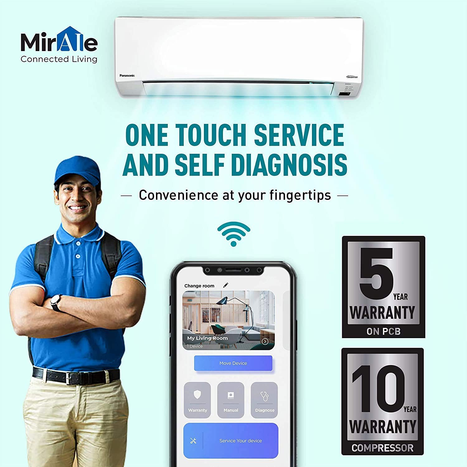 Image of Panasonic 2021 Model 1 Ton 5 Star Split Inverter with Wi-fi AC