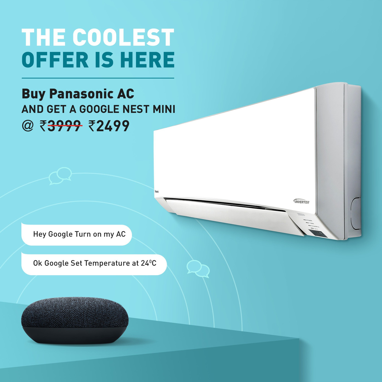 Image of Panasonic 2020 Model 1.5 Ton 5 Star Split Inverter with Wi-fi Smart AC