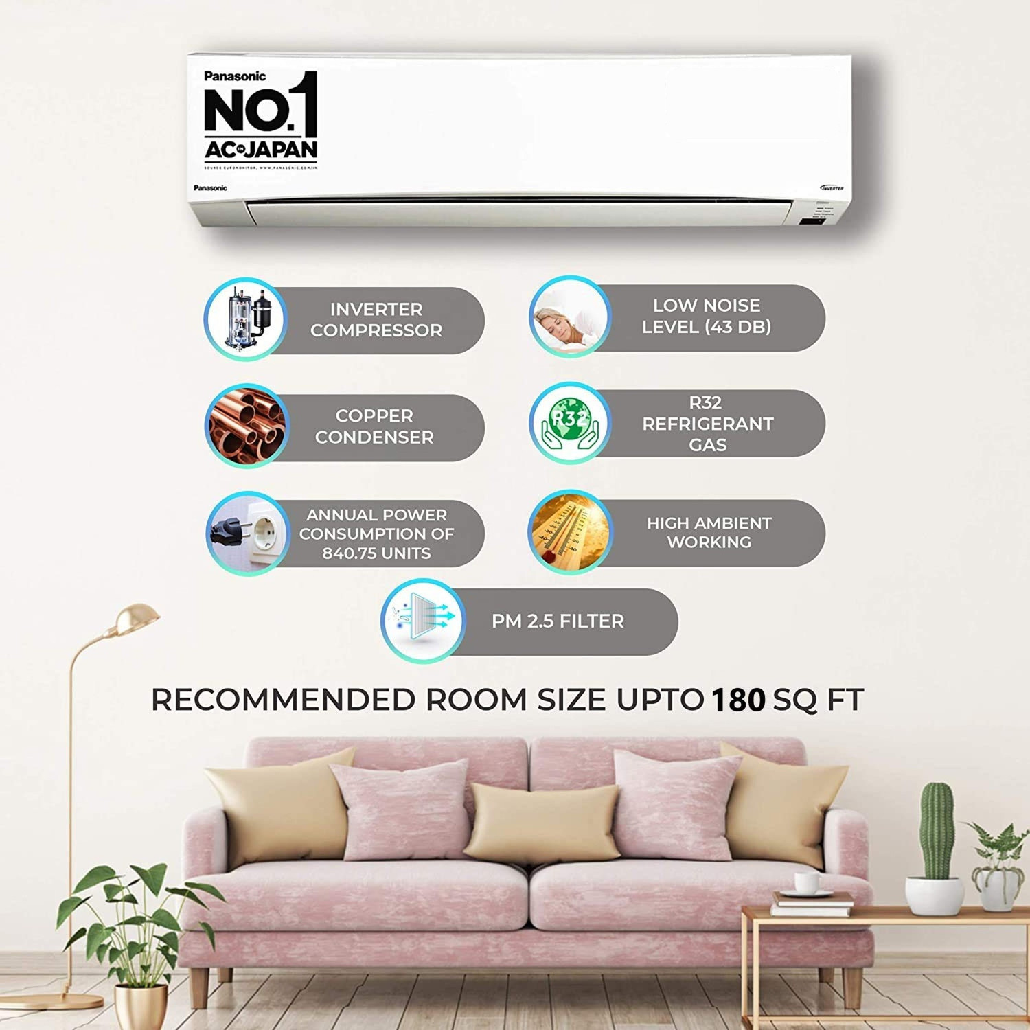 Image of Panasonic 2021 Model 1.5 Ton 3 Star Split Inverter with Wi-fi Smart AC