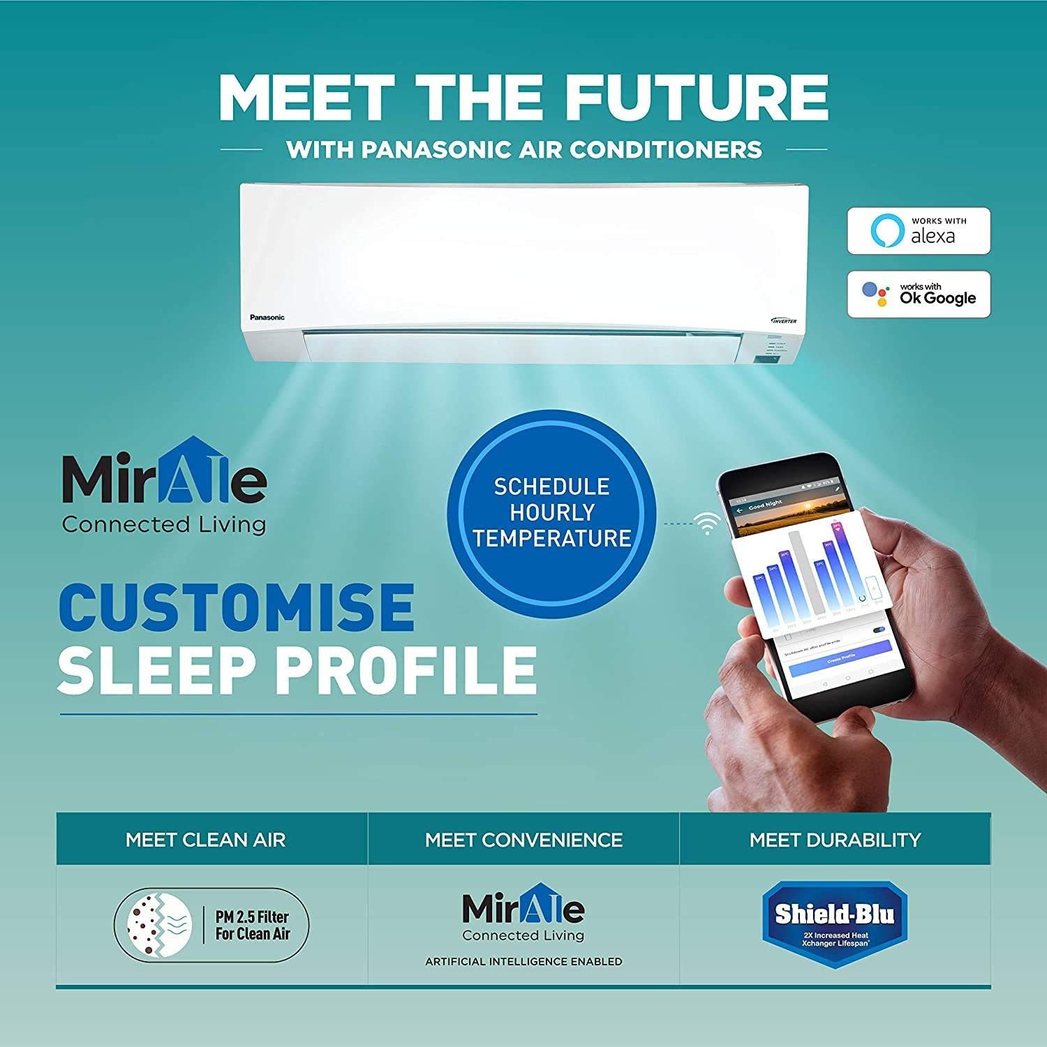 Image of Panasonic 2021 Model 1.5 Ton 3 Star Split Inverter with Wi-fi Smart AC