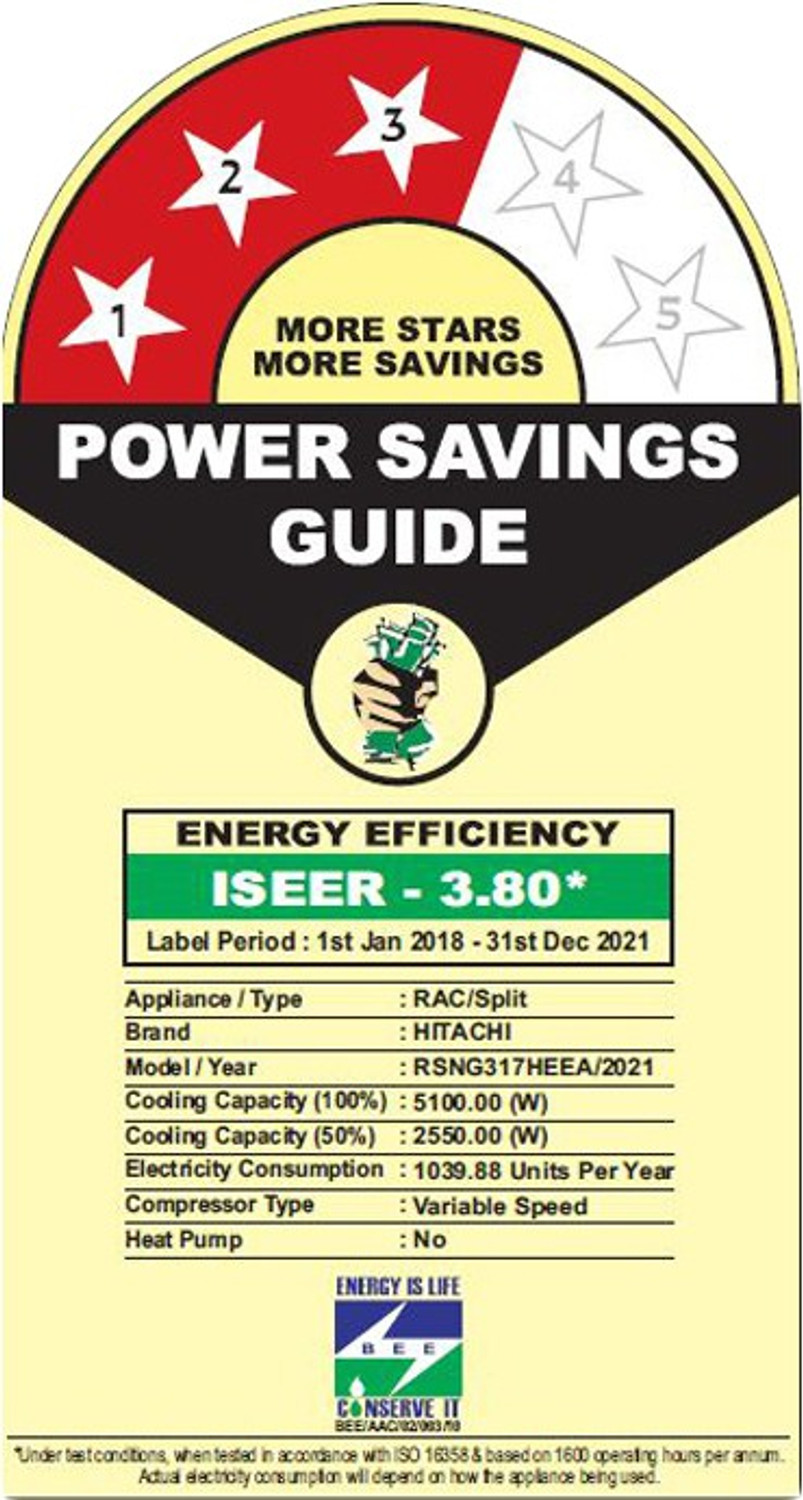 Image of Hitachi 2021 Model 1.5 Ton 3 Star Split Inverter AC