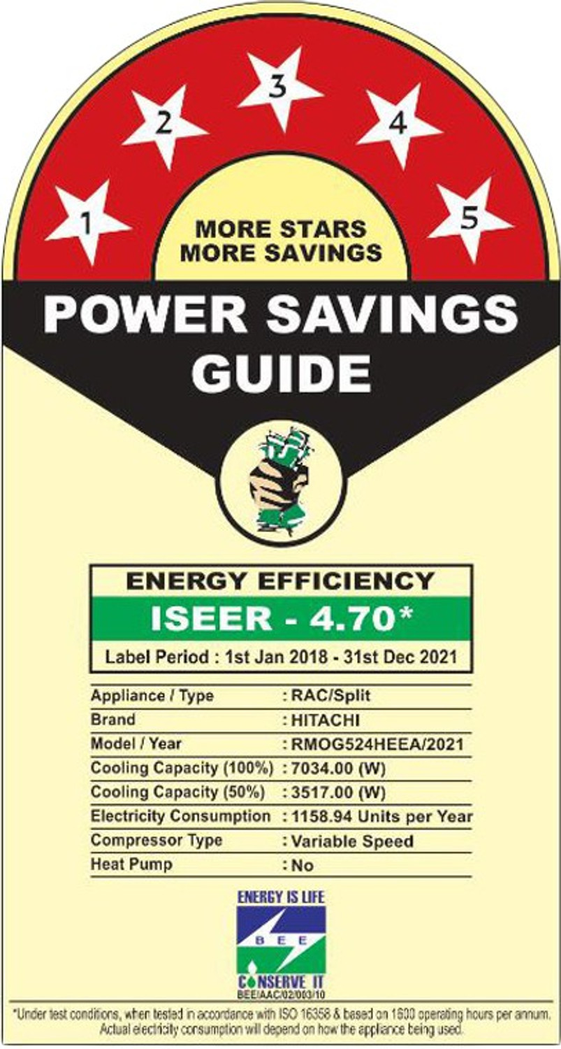 Image of Hitachi 2021 Model 2 Ton 5 Star Split Inverter AC