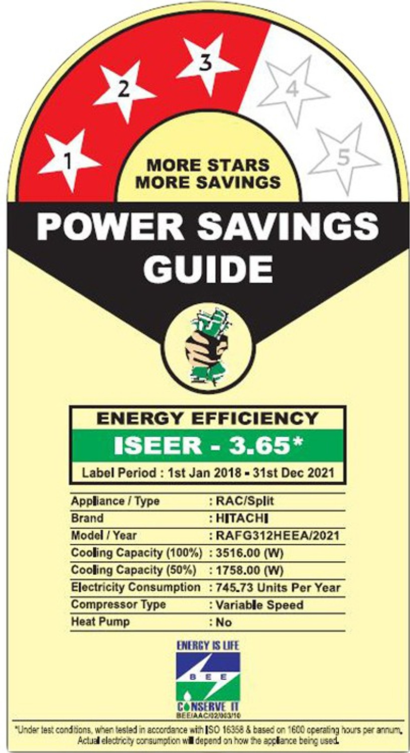 Image of Hitachi 2021 Model 1 Ton 3 Star Split Inverter AC