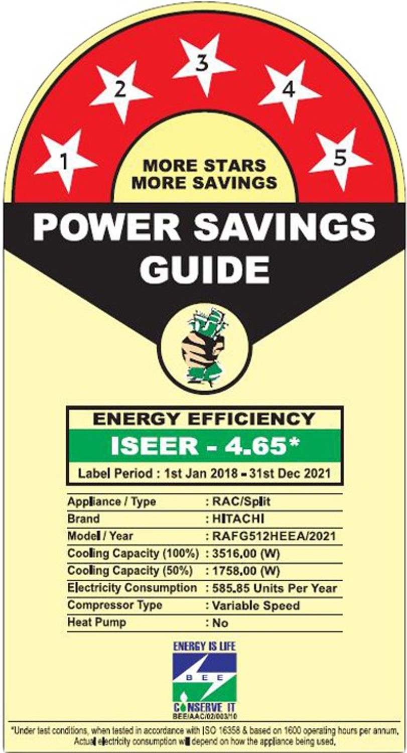 Image of Hitachi 2021 Model 1 Ton 5 Star Split Inverter AC