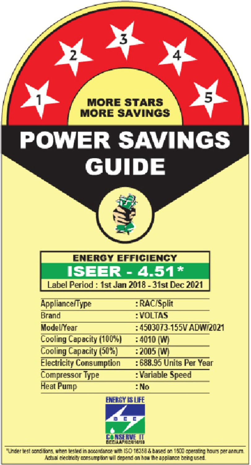 Image of Voltas 2023 Model 1.2 Ton 5 Star Split Inverter AC