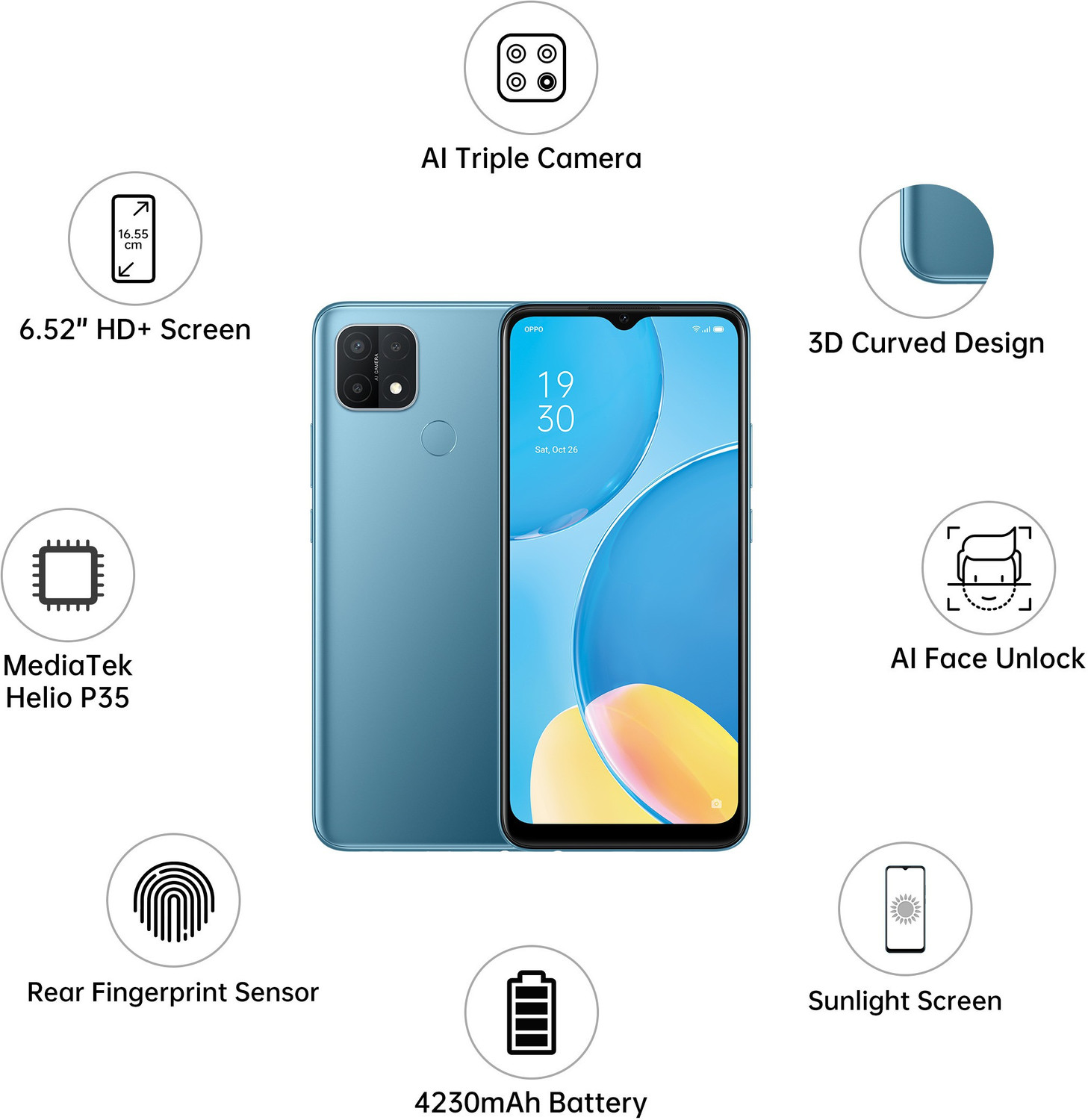 Image of OPPO A15 (Mystery Blue, 32 GB)