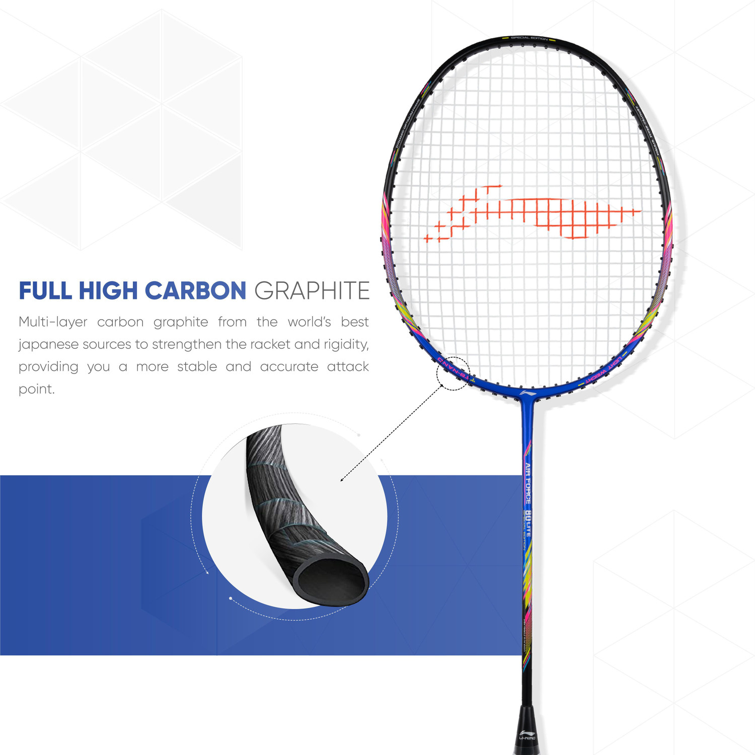 Image of LI-NING AIR-FORCE 80 LITE Multicolor Strung Badminton Racquet