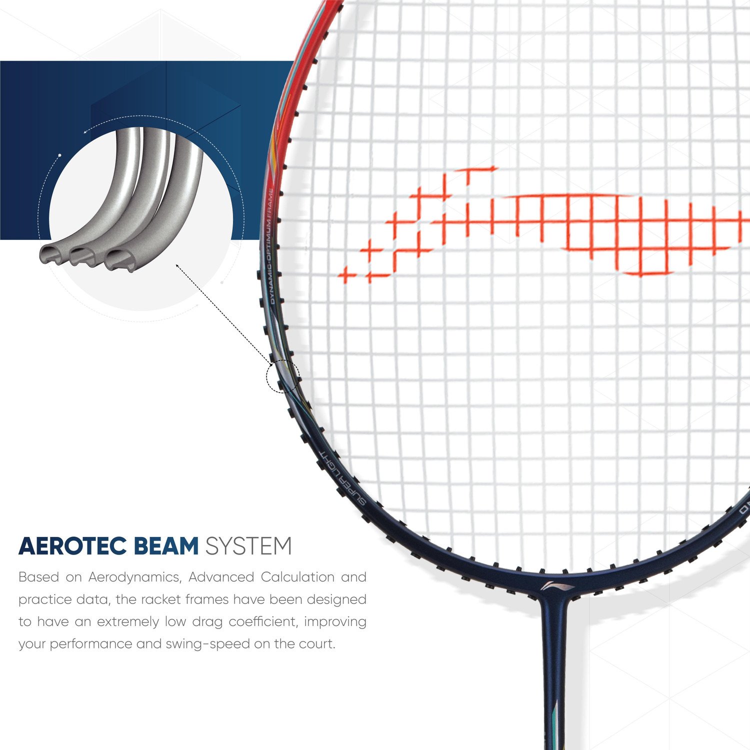 Image of LI-NING AIR-FORCE 77 G2 Blue, Red Strung Badminton Racquet