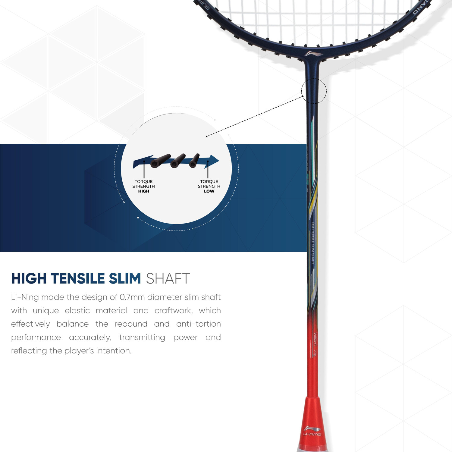 Image of LI-NING AIR-FORCE 77 G2 Blue, Red Strung Badminton Racquet