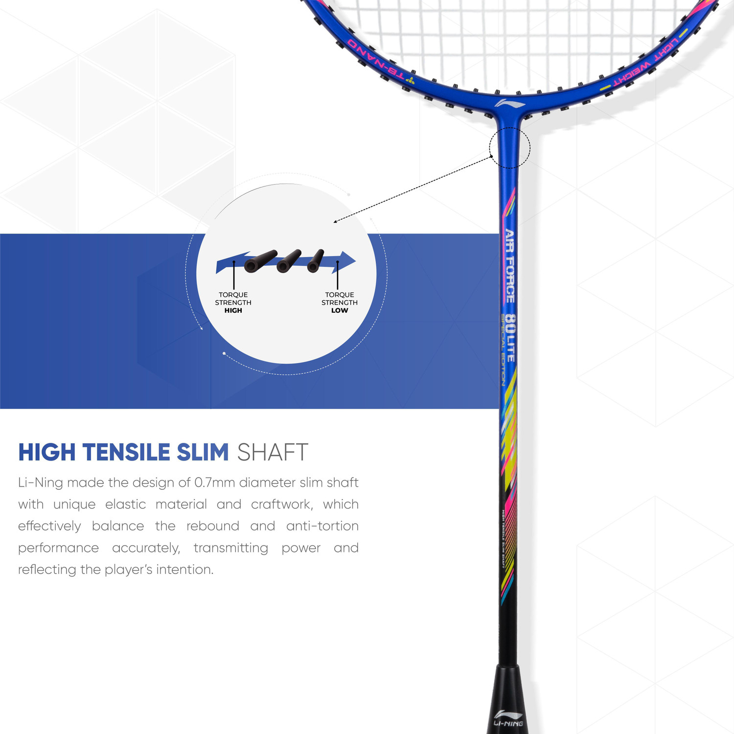 Image of LI-NING AIR-FORCE 80 LITE Multicolor Strung Badminton Racquet