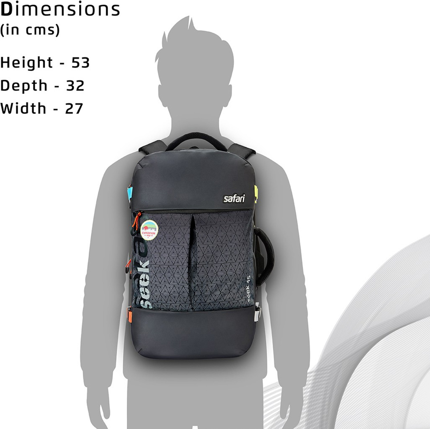 Image of SAFARI Seek Expandable Unisex with Suitcase compartment 45 L Large Laptop Backpack
