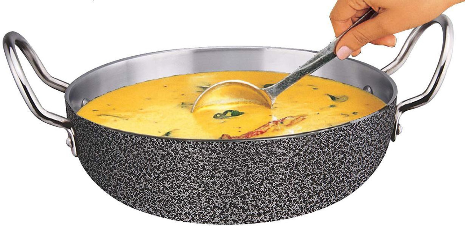 Image of Navghar Aluminium Kadhai With induction base Kadhai 23.01 cm diameter 2 L capacity (Aluminium, Induction Bottom)
