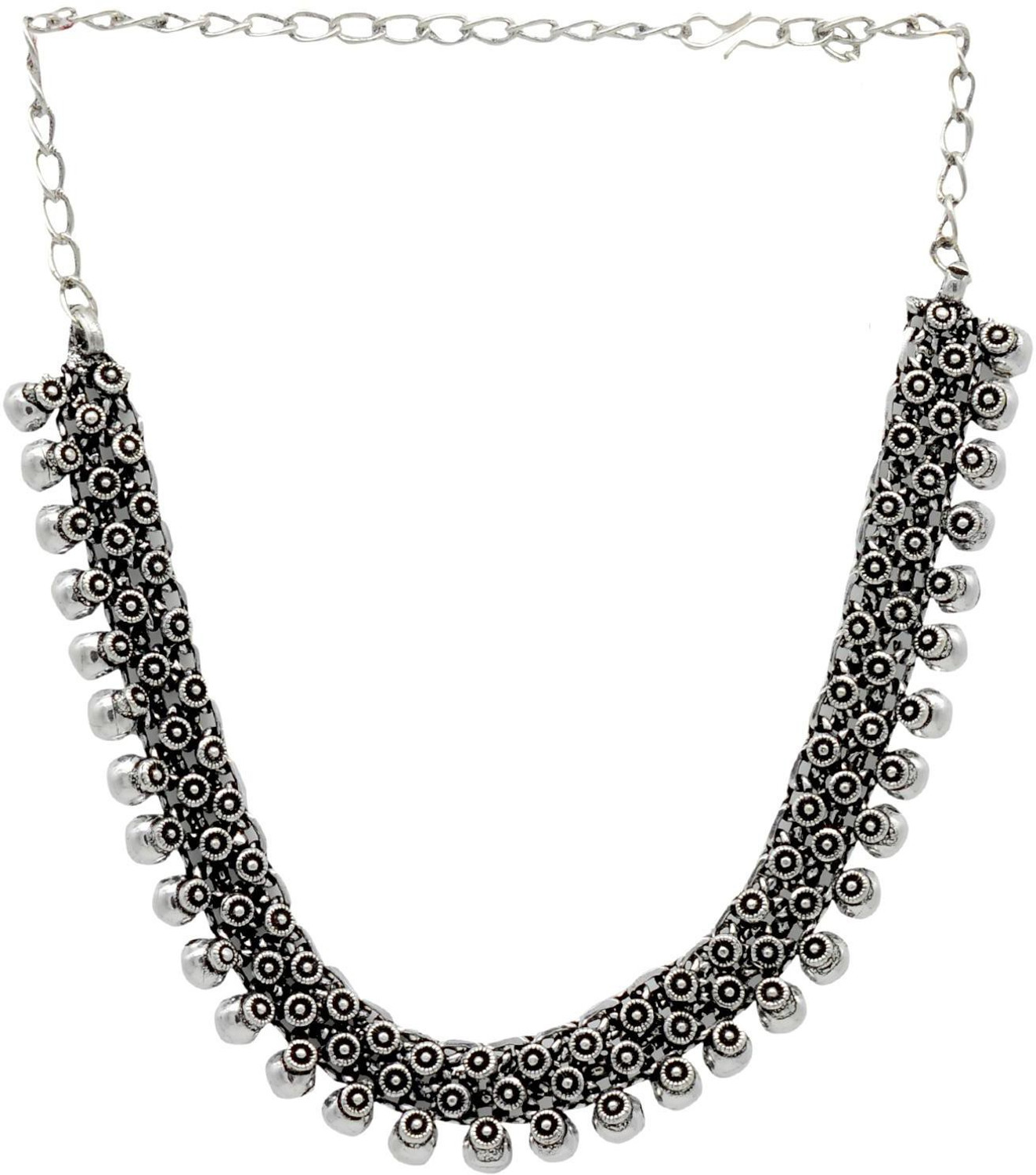 Teejh Arya Silver Oxidized Necklace For Women Brass Plated Alloy Choker