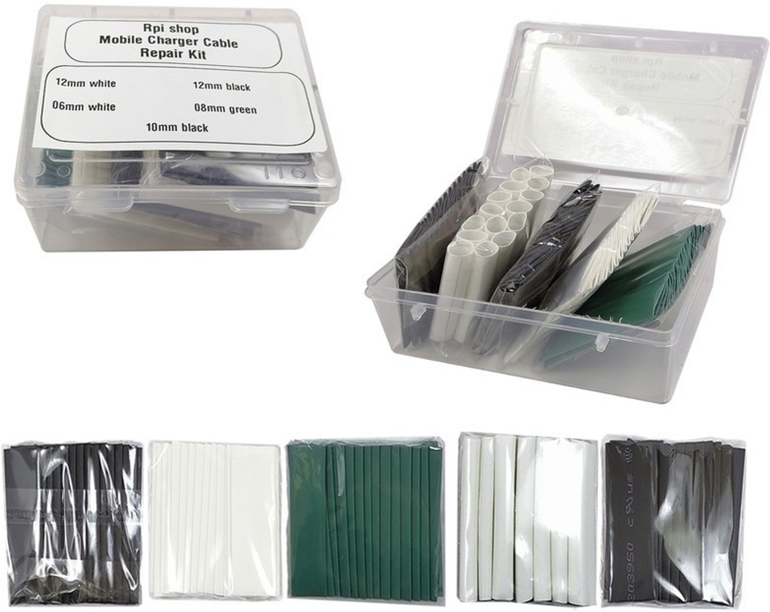 Image of RPI SHOP 80 Pcs Polyolefin Heat Shrink Tube, Insulated Wire Cable Sleeving Wrap, Multicolour, 7 Different Cut Size without Box Heat Shrink Cable Sleeve (10 mm)