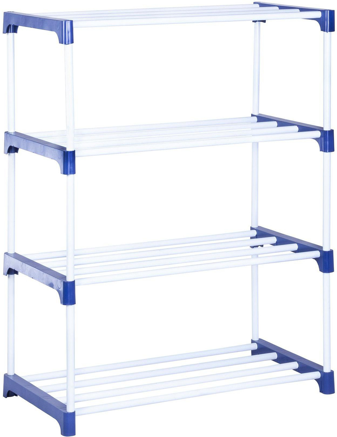 Patelraj Metal Collapsible Shoe Stand Blue White 4 Shelves DIY
