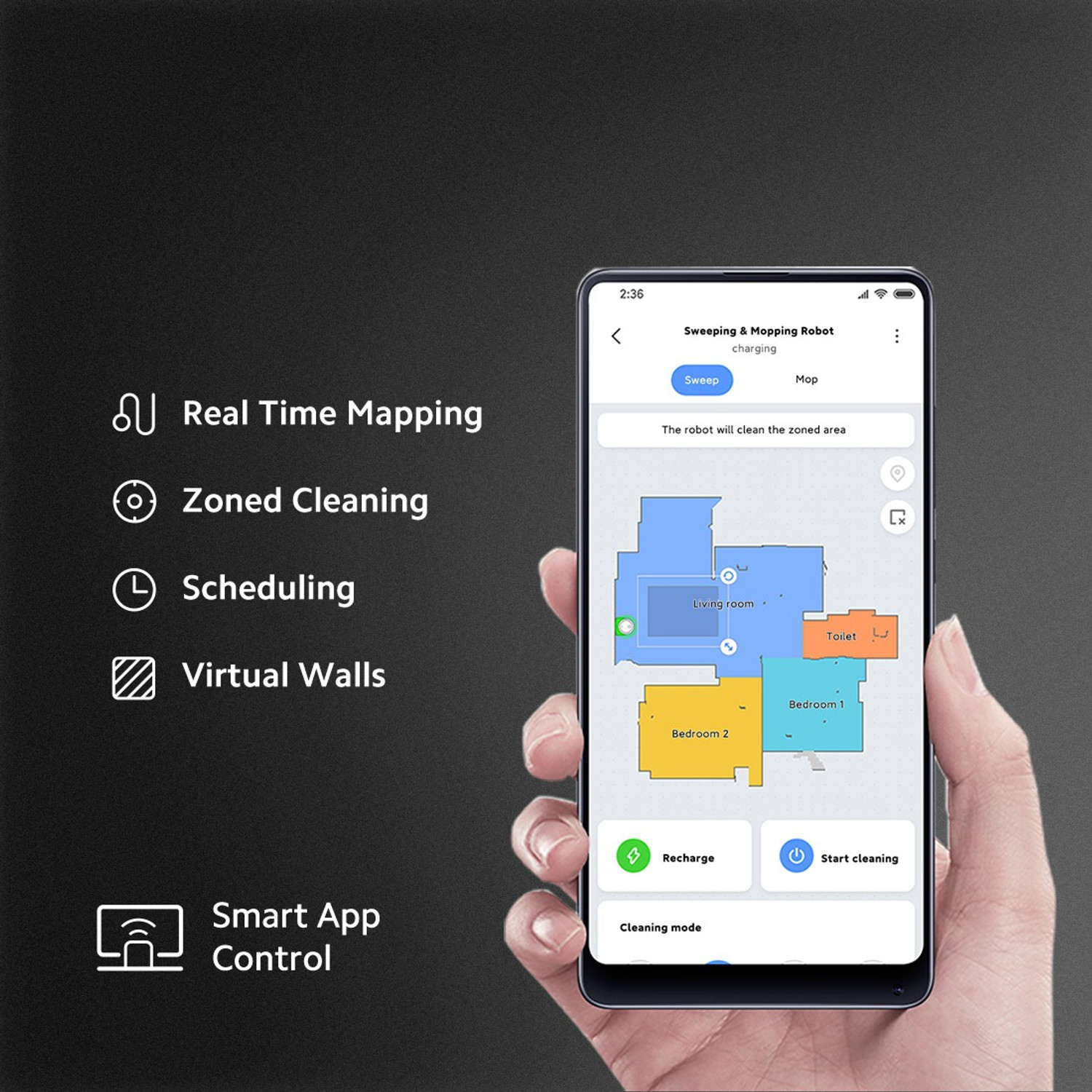 Image of Mi Robot Vacuum-Mop P (STYTJ02YM) Robotic Floor Cleaner with 2 in 1 Mopping and Vacuum (Google Assistant and Alexa)