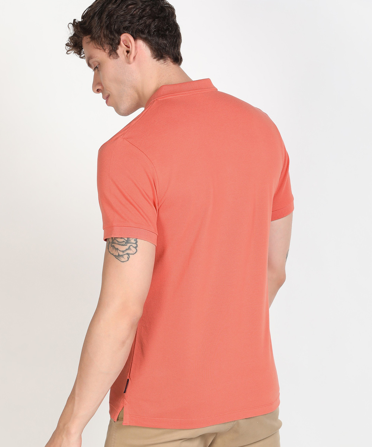 Image of French Connection Solid Men Polo Neck Orange T-Shirt