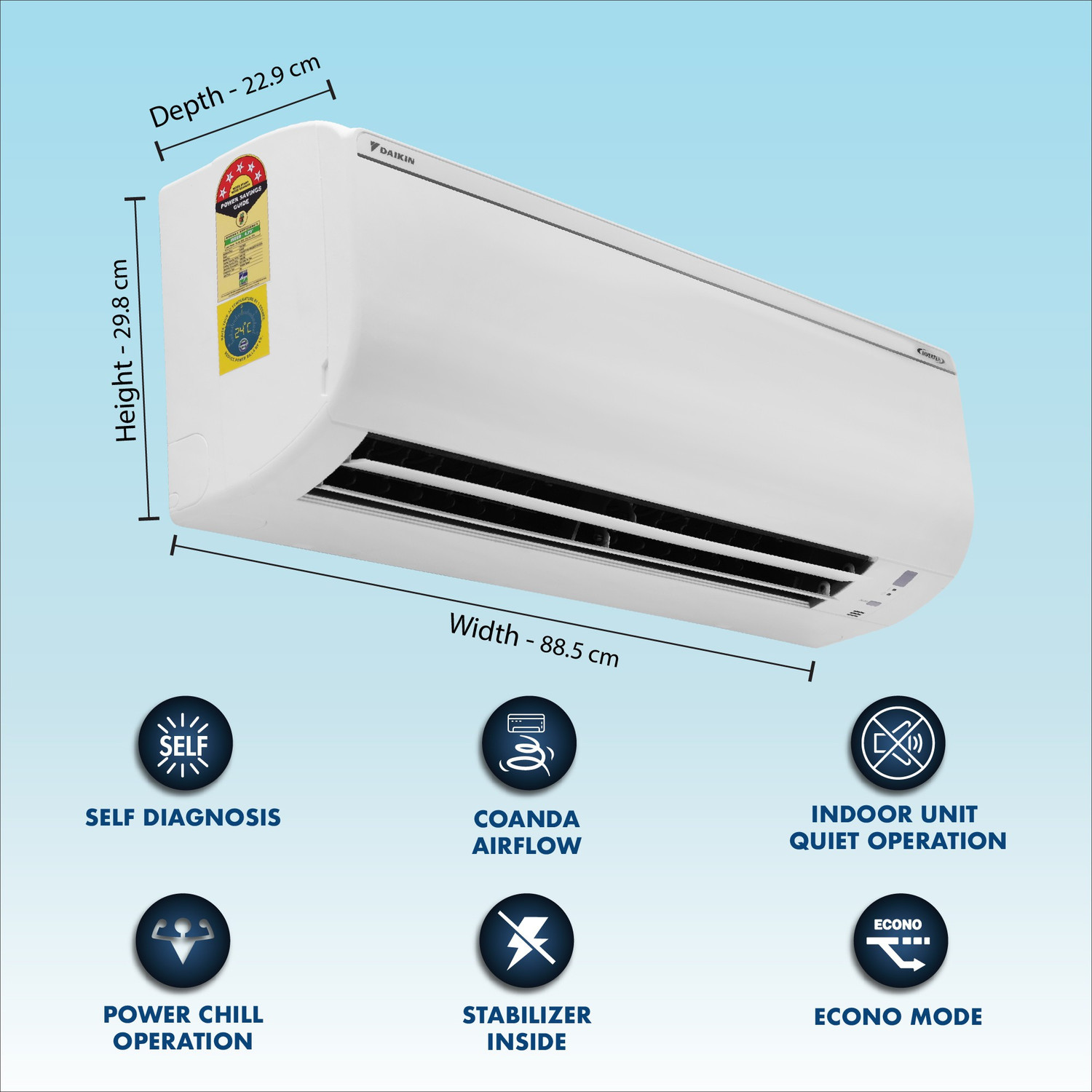Image of Daikin 2021 Model 1.5 Ton 5 Star Split Inverter with Anti Microbial Filter AC