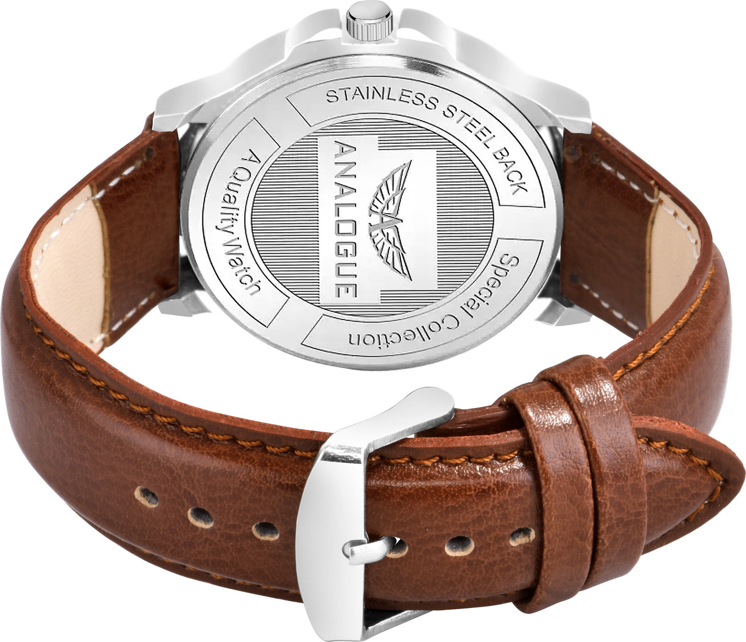 Image of ANALOGUE Midnight Black Dial and Caramel Brown Synthetic Leather Wrinkle-Free Strap Midnight Black Dial and Caramel Brown Synthetic Leather Wrinkle-Free Strap Analog Watch - For Men