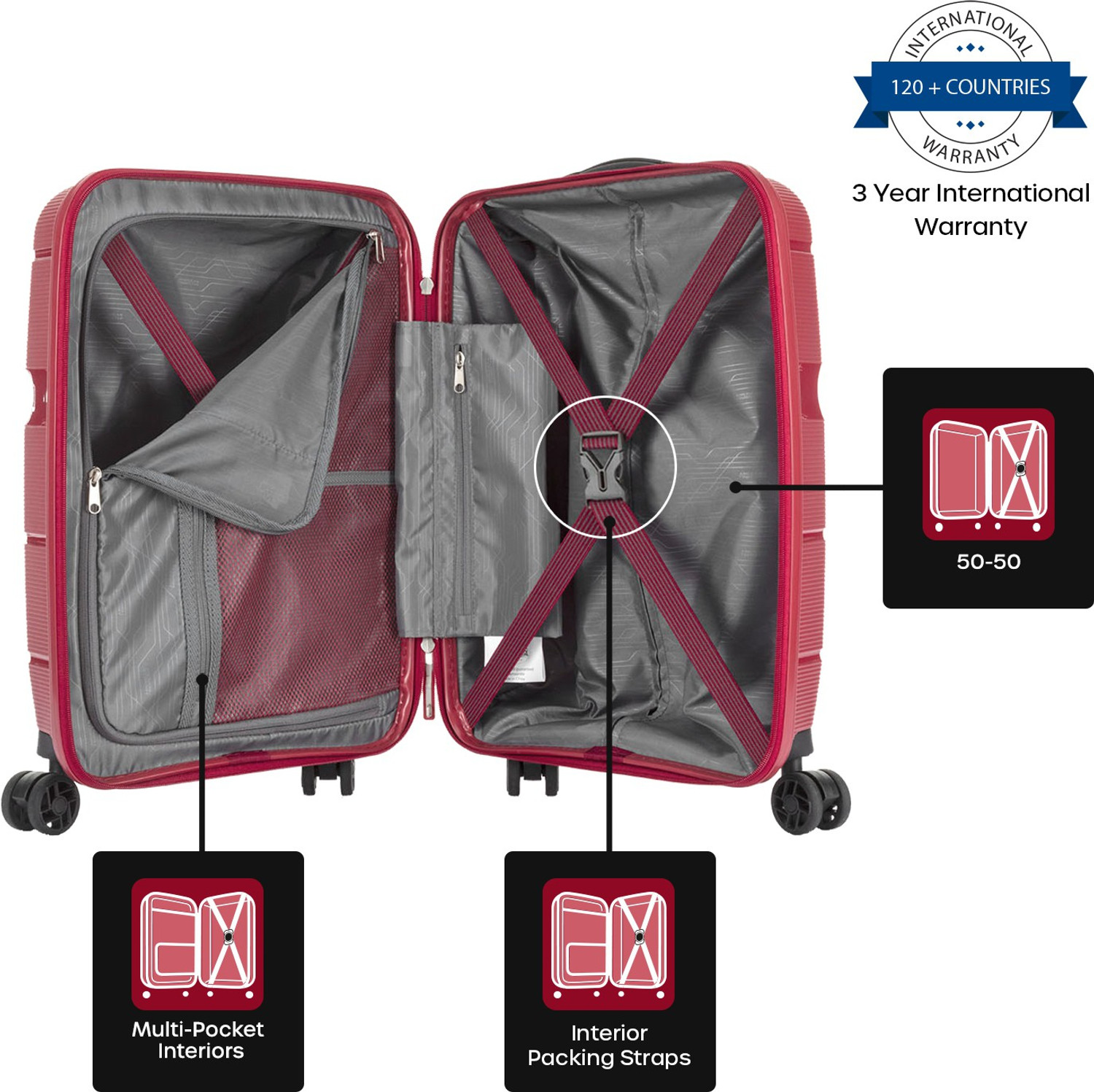 Image of AMERICAN TOURISTER LINEX SPINNER 55 /20 TSA-RED Cabin Suitcase 4 Wheels - 22 Inch