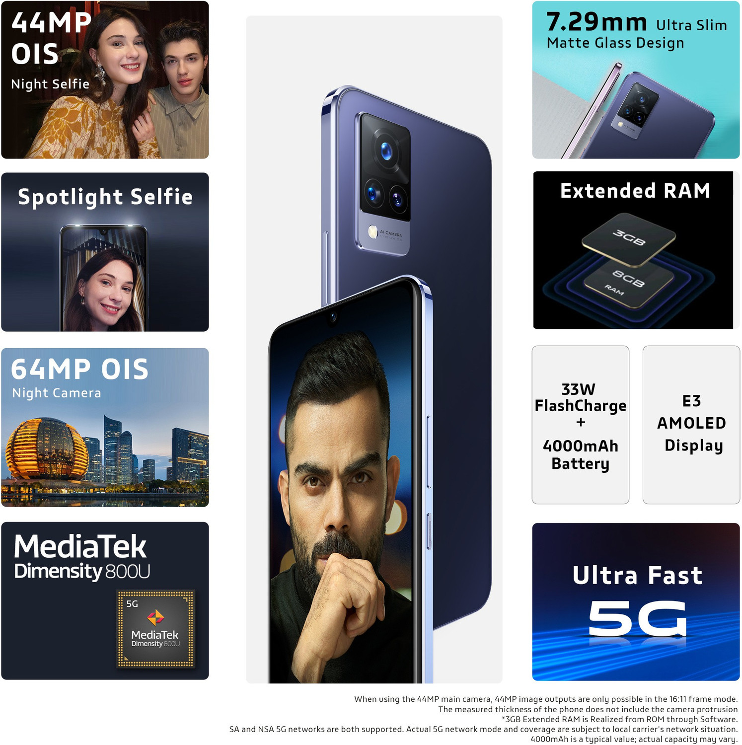 Image of vivo V21 5G (Dusk Blue, 256 GB)