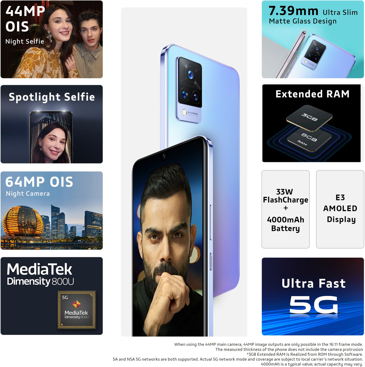 Image of vivo V21 5G (Sunset Dazzle, 128 GB)