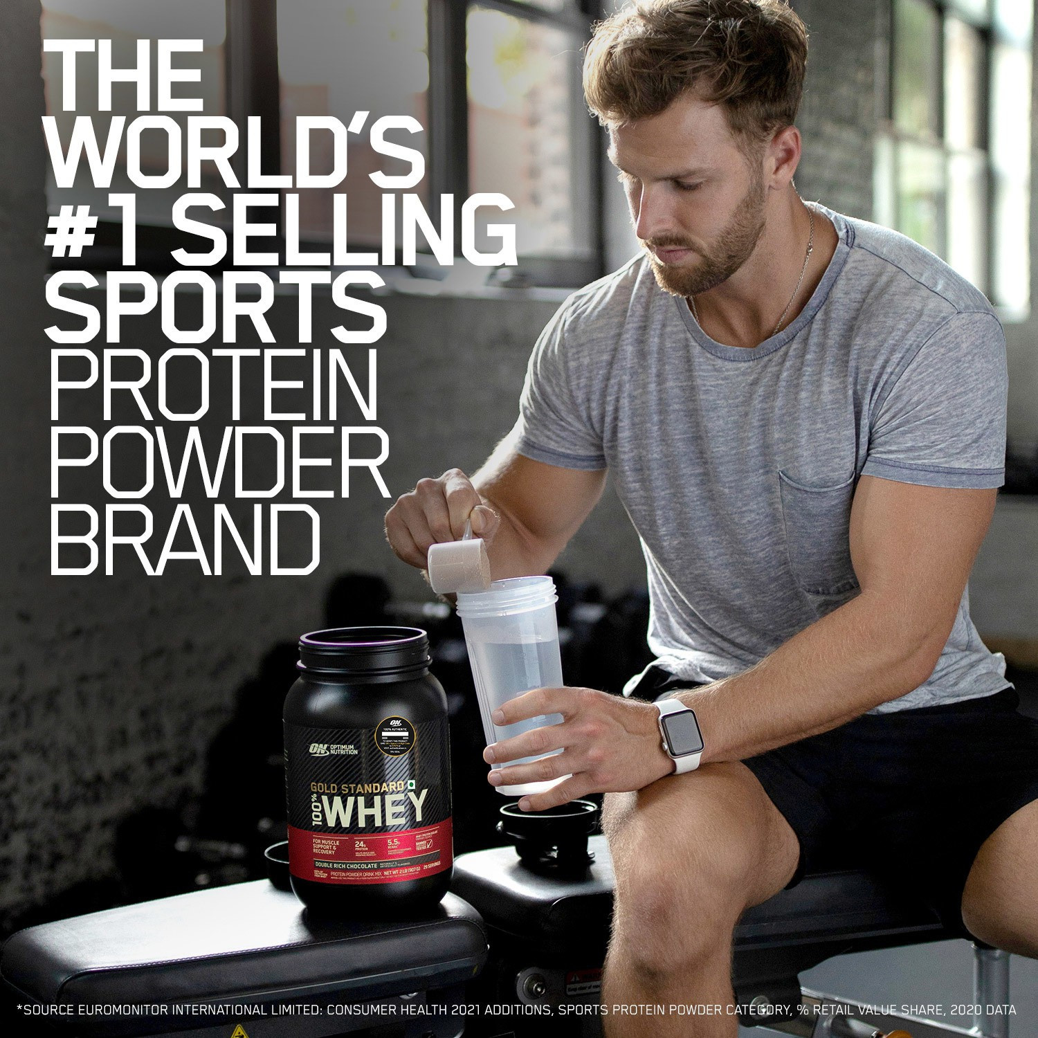 Image of Optimum Nutrition (ON) RCB Limited Edition Gold Standard 100% Whey protein ,primary source Isolate Whey Protein