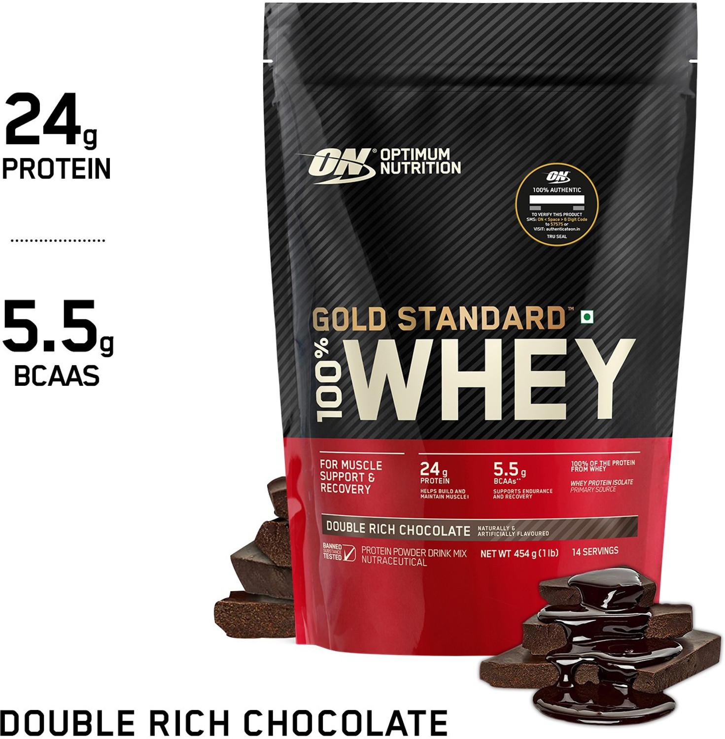 Image of Optimum Nutrition (ON) RCB Limited Edition Gold Standard 100% Whey protein ,primary source Isolate Whey Protein