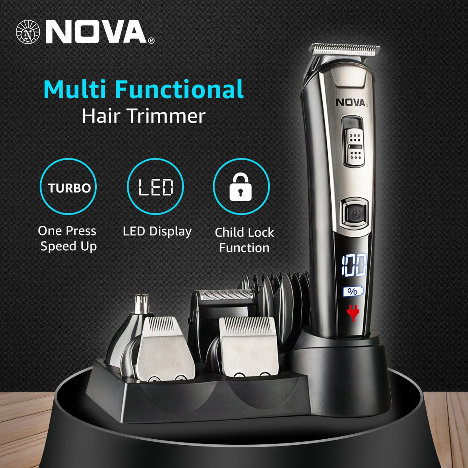 Image of NOVA NG 1153 Digital USB Trimmer 160 min Runtime 20 Length Settings