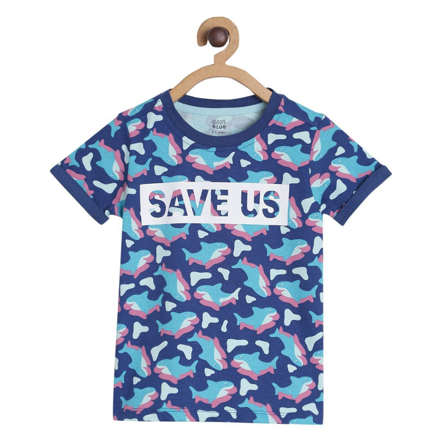 Image of MINI KLUB Baby Boys Printed Pure Cotton Regular T Shirt