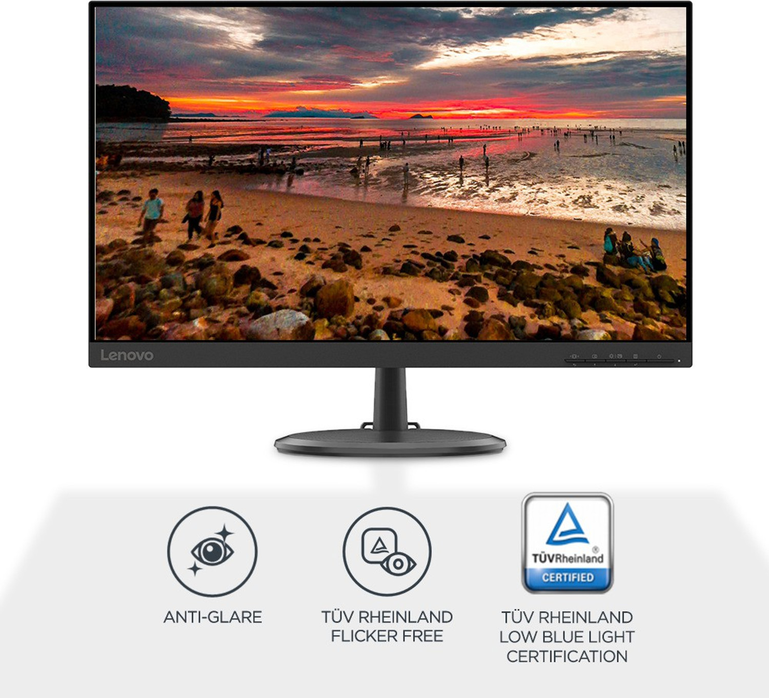 Image of Lenovo 60.45 cm (24 inch) Full HD VA Panel 3-Side Near Edgeless with TUV Eye Care Monitor (D24-20 /D24-40)