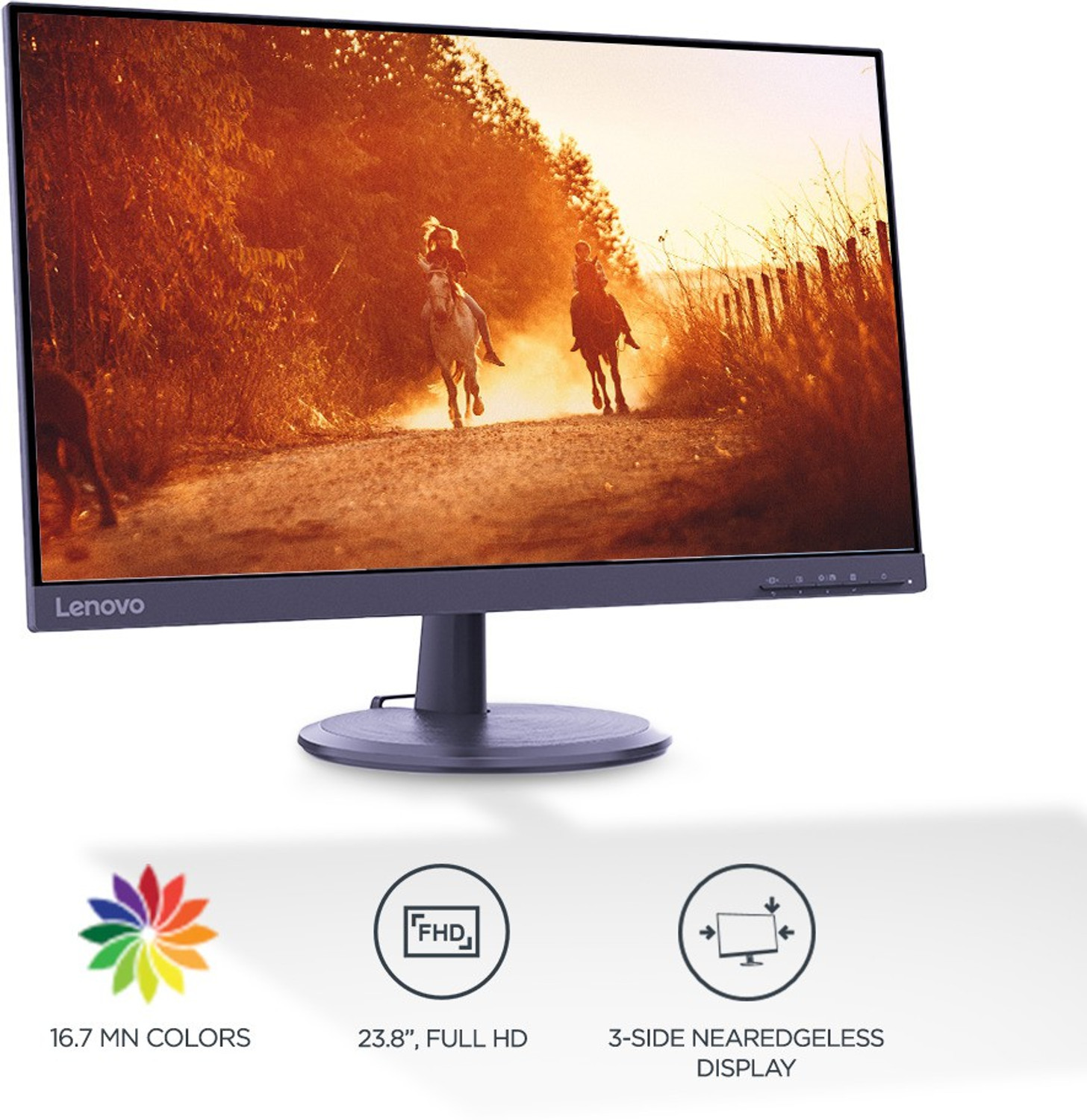 Image of Lenovo 60.45 cm (24 inch) Full HD VA Panel 3-Side Near Edgeless with TUV Eye Care Monitor (D24-20 /D24-40)