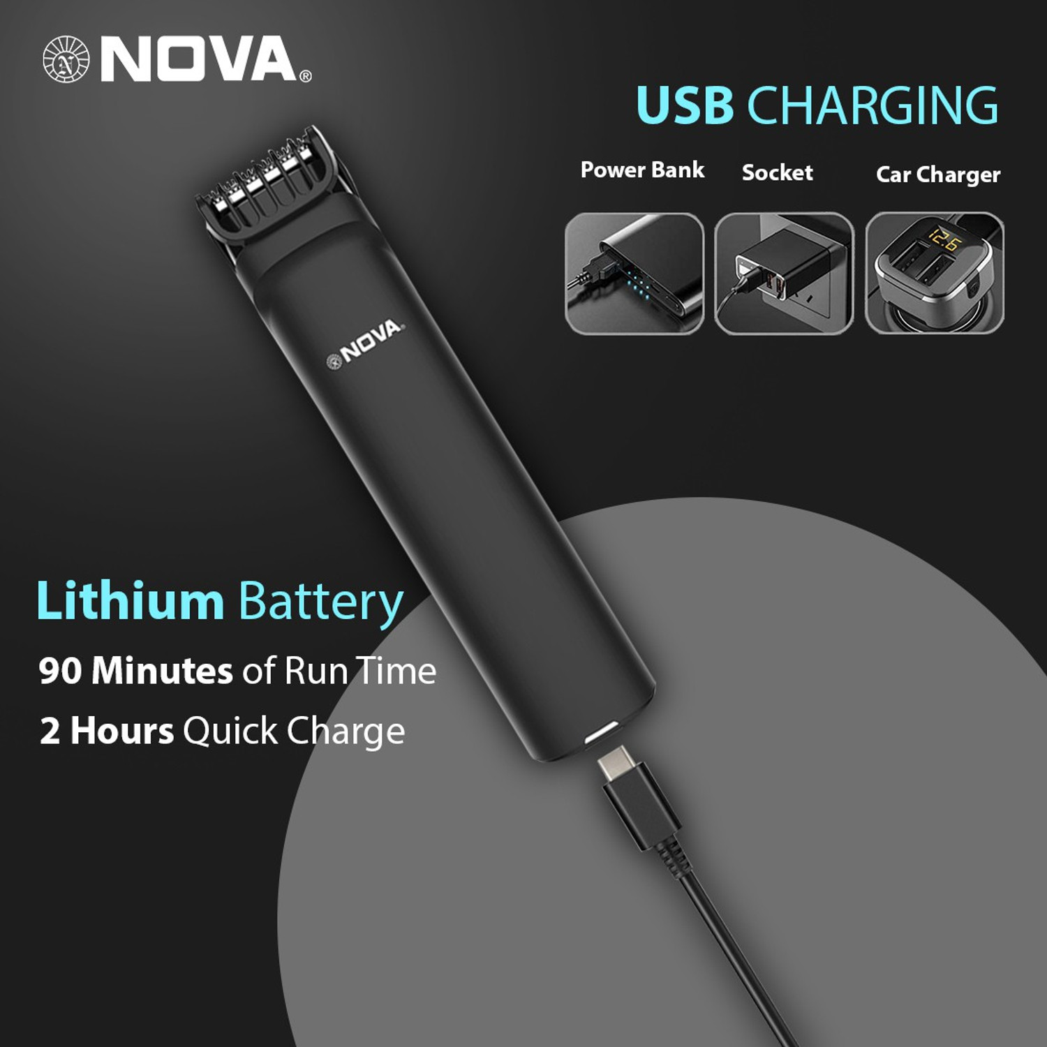 Image of NOVA NHT 1099 Trimmer 90 min Runtime 20 Length Settings