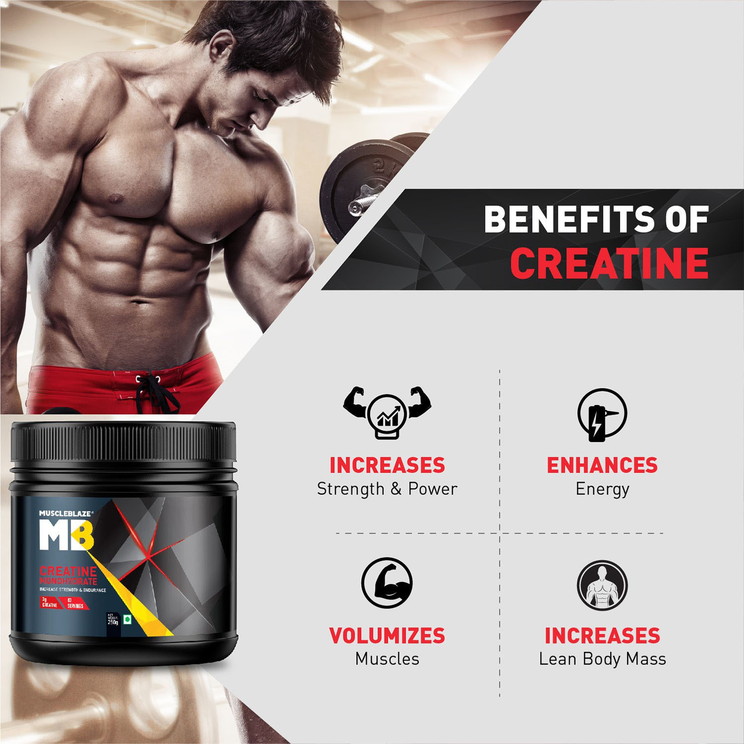 Image of MUSCLEBLAZE Micronised Creatine Monohydrate CreAMP Powder, Trustified Certified Creatine