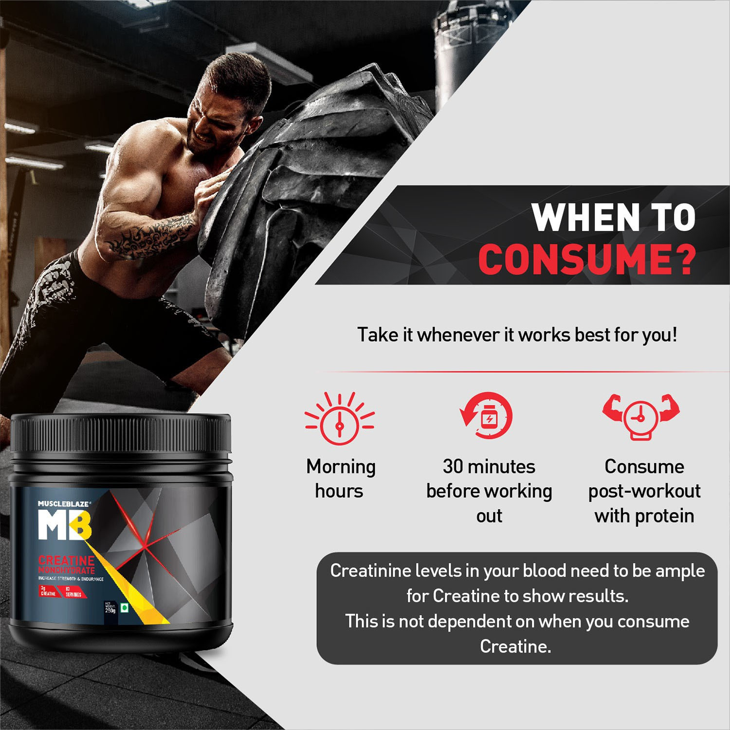 Image of MUSCLEBLAZE Micronised Creatine Monohydrate CreAMP Powder, Trustified Certified Creatine