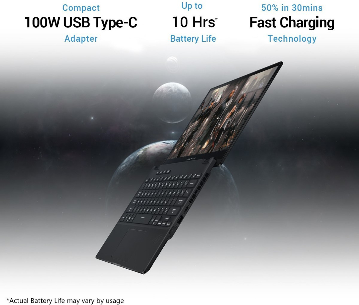 Image of ASUS ROG Flow X13 AMD Ryzen 9 Octa Core 5900HS - (32 GB /1 TB SSD /Windows 10 Home /4 GB Graphics /NVIDIA GeForce RTX 3050 Ti /60 Hz) GV301QE-K5152TS 2 in 1 Gaming Laptop